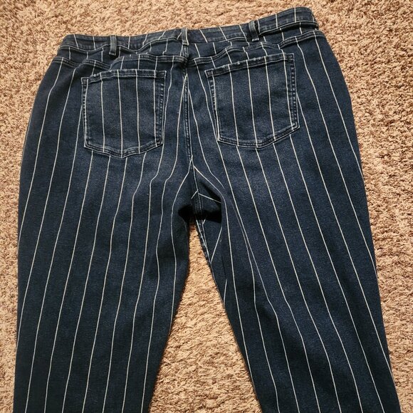 Lane Bryant Pin-Striped Crop Denim Jeans Plus Size 26W - Picture 3 of 7